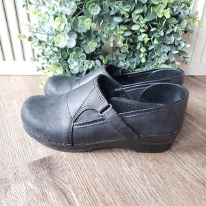 Dansko Pita Black Oiled Leather Clogs Women's EU 38 US 7.5-8 Made In Poland